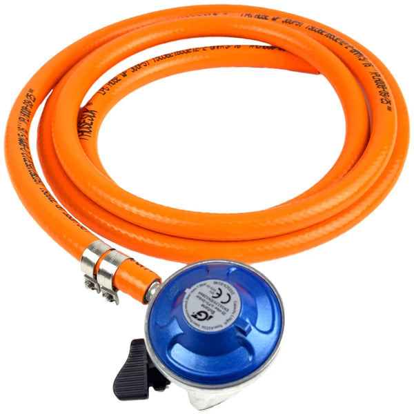 Low Pressure 21mm Butane Clip On Gas Regulator 28mbar Auto Silicone Hoses